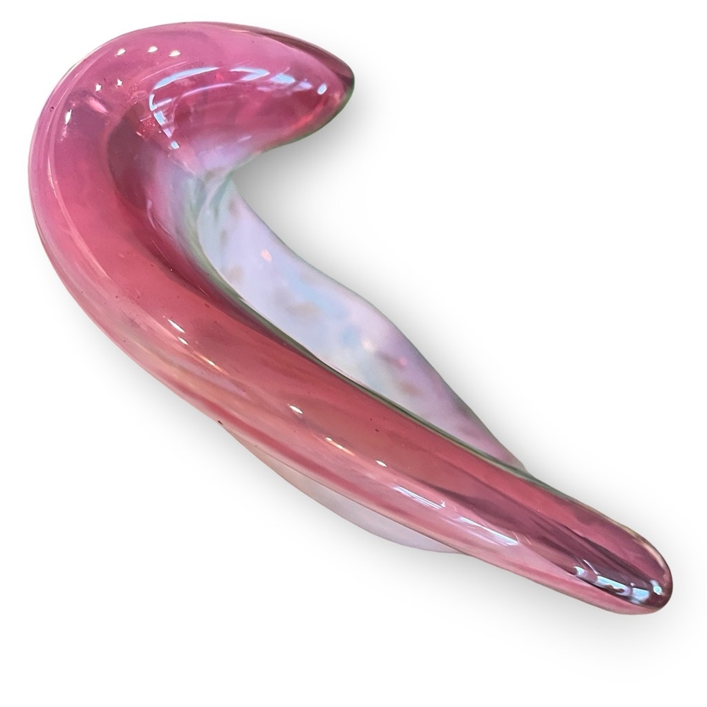 Mid-Century Fratelli Toso Murano White Opaline, Pink and Gold Art Glass Bowl - Picture 4 of 9